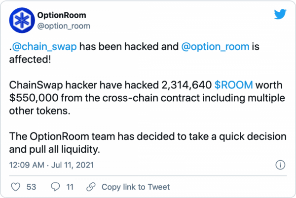 ChainSwap потерял около 8 миллионов долларов США из-за уязвимости смарт-контракта